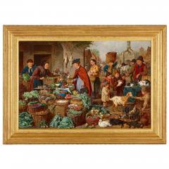 Henry Charles Bryant 19th century oil painting of a market scene by H C Bryant - 3446582