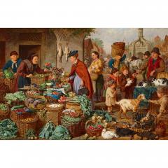 Henry Charles Bryant 19th century oil painting of a market scene by H C Bryant - 3446602