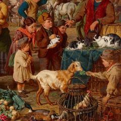 Henry Charles Bryant 19th century oil painting of a market scene by H C Bryant - 3446603