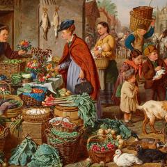 Henry Charles Bryant 19th century oil painting of a market scene by H C Bryant - 3446604