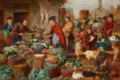 Henry Charles Bryant 19th century oil painting of a market scene by H C Bryant - 3446691