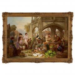 Henry Charles Bryant Very large English oil painting of a market scene by H C Bryant - 4272126