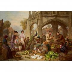 Henry Charles Bryant Very large English oil painting of a market scene by H C Bryant - 4272174