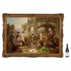 Henry Charles Bryant Very large English oil painting of a market scene by H C Bryant - 4272178