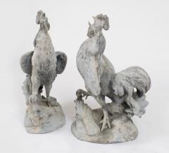 Henry Crowther Pair of Lead Roosters 20th c  - 3470697