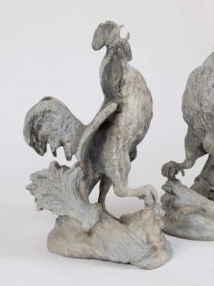 Henry Crowther Pair of Lead Roosters 20th c  - 3470698