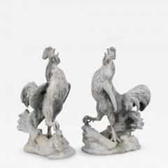 Henry Crowther Pair of Lead Roosters 20th c  - 3475291