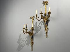 Henry Dasson Attr Louis XVI Wall Sconces Bronze France 1860s - 4493123
