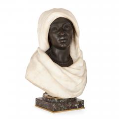 Henry Dasson Pair of bronze and marble busts of a North African man and woman - 2994612