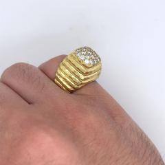 Henry Dunay Henry Dunay Diamond Cluster Ring in 18K Ribbed Textured Yellow Gold - 3574287