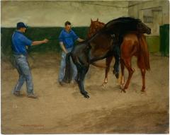 Henry Koehler TITLED THE TEASER COOLMORE HORSE STUDDING PAINTING BY HENRY KOEHLER - 2256991