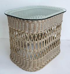 Henry Link Henry Link Lexington Wicker Glass Coffee Table Side Table Set - 4522996