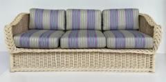 Henry Link Henry Link Newly Upholstered Painted Coastal Rattan Sofa - 3502988