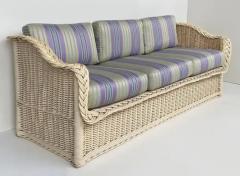 Henry Link Henry Link Newly Upholstered Painted Coastal Rattan Sofa - 3502989