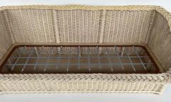 Henry Link Henry Link Newly Upholstered Painted Coastal Rattan Sofa - 3503041
