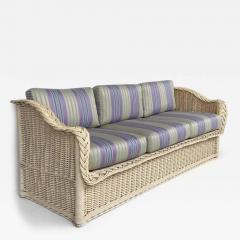 Henry Link Henry Link Newly Upholstered Painted Coastal Rattan Sofa - 3527491