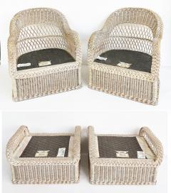 Henry Link Henry Link Rattan Lounge Chairs Ottomans New Sunbrella Upholstery 2 pairs - 4571994