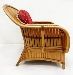 Henry Olko Vintage Coastal Henry Olko Style Rattan Club Chairs with Leather Pair - 3502547