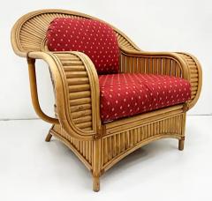 Henry Olko Vintage Coastal Henry Olko Style Rattan Club Chairs with Leather Pair - 3502548