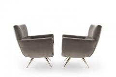 Henry P Glass Mid Century Modern Swivel Chairs by Henry Glass in Grey Velvet - 1263542