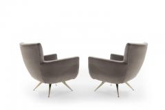 Henry P Glass Mid Century Modern Swivel Chairs by Henry Glass in Grey Velvet - 1263544