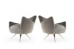 Henry P Glass Mid Century Modern Swivel Chairs by Henry Glass in Grey Velvet - 1263547