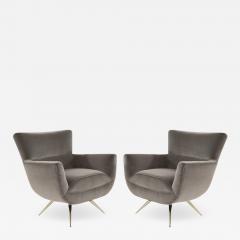 Henry P Glass Mid Century Modern Swivel Chairs by Henry Glass in Grey Velvet - 1265128