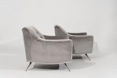 Henry P Glass Set of Lounge Chairs by Henry Glass in Grey Alpaca Velvet C 1950s - 3375115