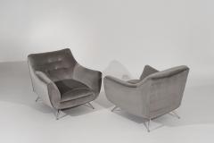 Henry P Glass Set of Lounge Chairs by Henry Glass in Grey Alpaca Velvet C 1950s - 3375117