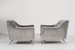 Henry P Glass Set of Lounge Chairs by Henry Glass in Grey Alpaca Velvet C 1950s - 3375118