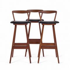 Henry Rosengren Hansen Rosengren Hansen for Brande M belfabrik Mid Century Teak Bar Stools Set of 3 - 4295359