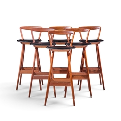 Henry Rosengren Hansen Rosengren Hansen for Brande M belfabrik Mid Century Teak Barstools Set of 4 - 4773694