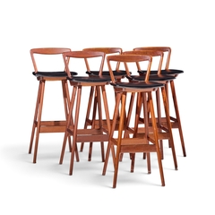 Henry Rosengren Hansen Rosengren Hansen for Brande M belfabrik Mid Century Teak Barstools Set of 4 - 4776700