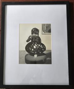 Henry Rox Art Critic Standing Figure Before Biomorphic Sculpture and Framed Composition  - 4507815