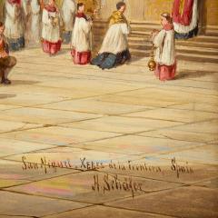 Henry Thomas Schafer Antique oil painting of a church interior by Henry Thomas Schafer - 4467169