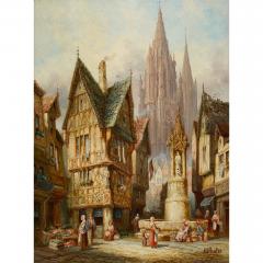 Henry Thomas Schafer Pair of Gothic Architectural Street Scenes by H T Schafer - 4744490