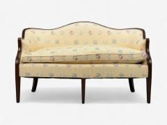 Hepplewhite Style Mahogany Scalamandre Upholstery Loveseat 1930s - 4323545