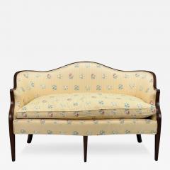 Hepplewhite Style Mahogany Scalamandre Upholstery Loveseat 1930s - 4325630