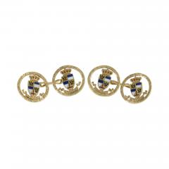 Heraldic Shield Gold and Enamel Cuff Links - 2632943