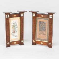 Herbert Davis Richter Pair of Arts Crafts Oak Pictures in the Original Frames - 4189555