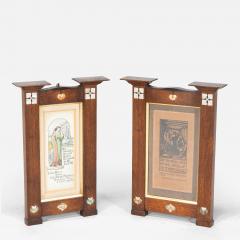 Herbert Davis Richter Pair of Arts Crafts Oak Pictures in the Original Frames - 4232803