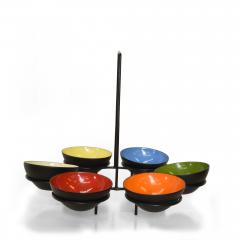 Herbert Krenchel Midcentury Colorful Centerpiece Six Enamel Krenit Party Bowls by Krenchel 1960s - 1979607