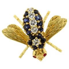 Herbert Rosenthal HERBERT ROSENTHAL 18KT SAPPHIRE DIAMOND AND RUBY BEE BROOCH - 3294284