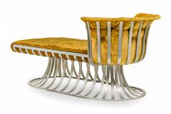 Herbert Saiger Herbert Saiger for Lee L Woodard Sons Aluminum and Gold Upholstered Chaise - 4274829