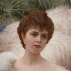 Herbert Sidney The Feather Boa a large oil painting of Miss Crofton by Herbert Sidney - 2912328