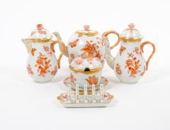 Herend Hand Painted Gilt Decorated Glazed Porcelain Coffee Set Ten People - 3179850