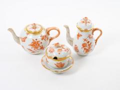 Herend Hand Painted Gilt Decorated Glazed Porcelain Coffee Set Ten People - 3179857