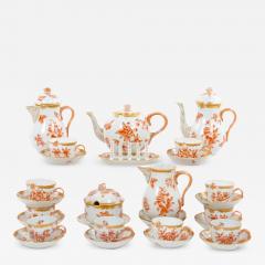 Herend Hand Painted Gilt Decorated Glazed Porcelain Coffee Set Ten People - 3182245