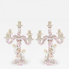 Herend Hungarian Hand Painted Gilt Decorated Five Arms Tableware Candelabra - 3813650