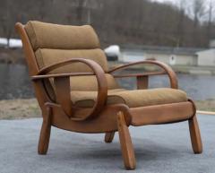 Herman DeVries Herman De Vries for Cushman Wide Paddle Lounge Chair Solid Maple Brown 1940s - 4118024